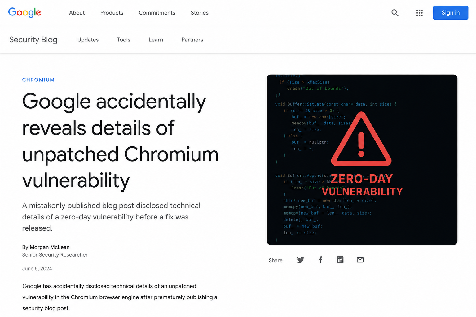 Google випадково розкрила деталі невиправленої вразливості Chromium