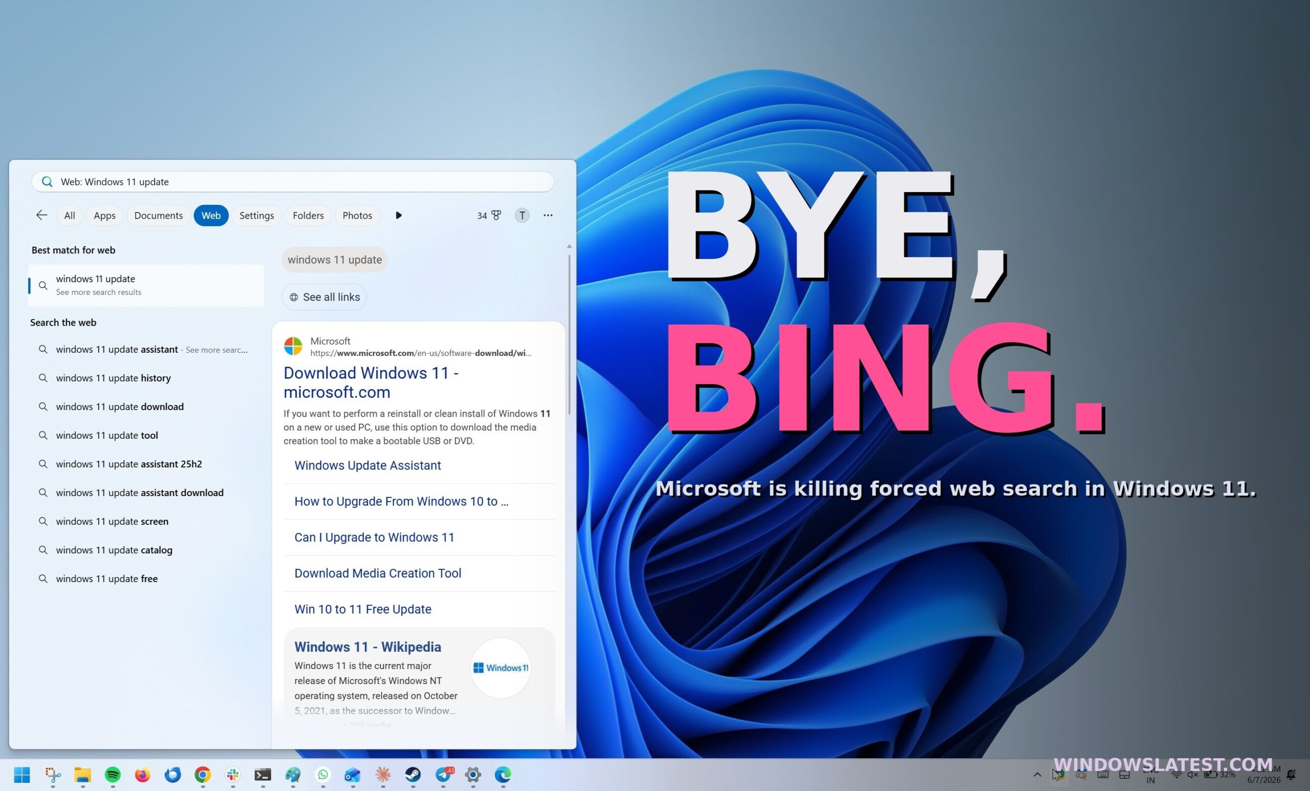 Microsoft тестує вимкнення Bing у пошуку Windows 11: що зміниться для користувачів